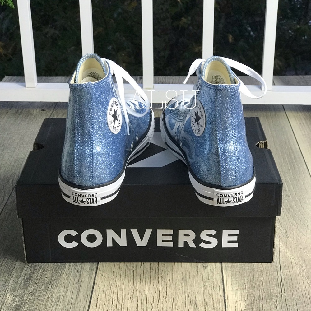 NWT Converse Ctas HI Light Blue Glitter Y/W AUTHEN - Picture 6 of 7